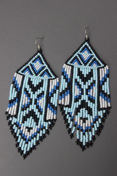 Indian Beaded Earrings, Native Beaded Earrings, Aztec Earrings, Earrings Handmade Boho, Native Beading Patterns, Native American Beaded Earrings, Bead Crochet Rope, Brick Stitch Earrings, Brick Stitch Pattern