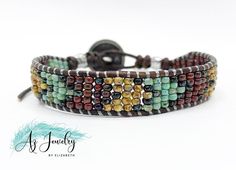 the bracelet is made with multicolored beads