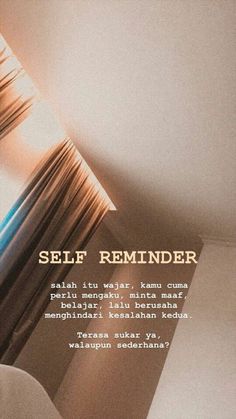 an advertisement for self reminders is shown in front of a wall with books on it