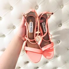 Size 6 Pink Open Toe Heels For Summer, Feminine Pink Round Toe Sandals, Pink High Heel Sandals For Spring, Pink Flat Sandals For Spring, Orange Flat Heel Heels For Summer, Flat Pink Sandals For Spring, Blush Block Heel Summer Heels, Pink Block Heel Spring Heels, Trendy Pink Block Heel Sandals