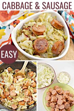 sausages, cabbage and sauerkraut are the main ingredients in this recipe