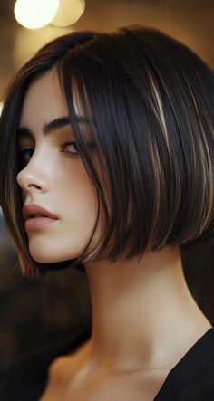 Bob haircuts with highlights create a multi-dimensional look that�s full of life and personality. The highlights give your hair added depth and texture, making it look fuller and more voluminous. Whether you want something subtle or bold, a bob with highlights is always in style. Head Poses, Fine Hair Updo, Sleek Short Hair, Straight Bob Haircut, Lob Haircut, Short Straight Hair, Hair Haircuts, Short Bob Haircuts, Short Hair Color