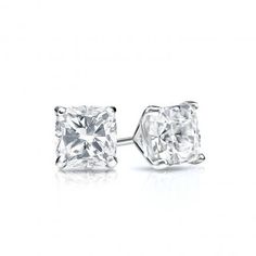 18k White Gold 4-Prong Martini Cushion Cut Pillow Shape Diamond Stud Earrings 1/2carat weight. Focus on the beauty with a certification & screw back posts Round Cut Diamond Earrings, Black Diamond Pendant, Martini Set, Black Diamond Studs, Halo Diamond Earrings, Solitaire Diamond Pendant, Colored Diamond Rings, White Gold Earrings Studs, White Gold Studs