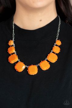 Prismatic Prima Donna - Orange Necklace - Paparazzi Paparazzi Jewelry Images, Emerald Style, Orange Necklace, Teardrop Beads, Paparazzi Accessories, White Rhinestone, Chic Jewelry, Paparazzi Jewelry, Boutique Jewelry