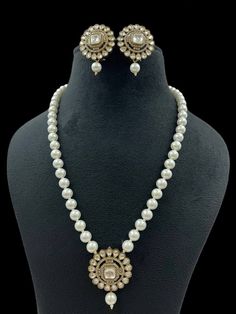 Fabulous Victorian style long necklace with matching earrings. Length: Approx 20 inch Highest quality and craftsmanship Arrives in a small plastic box. Please let me know if you have any questions. Festival Gift Jewelry Set With Pearl Chain, White Round Necklaces For Festivals, Traditional Pearl Pendant Jewelry Sets As Gift, White Pendant Jewelry Set As Gift, White Pendant Jewelry Sets For Gifts, White Pendant Jewelry Sets For Formal Occasions, Formal White Pendant Jewelry Sets, Kundan Necklace With Matching Earrings As Gift, Silver Pearl Jewelry Sets For Festivals