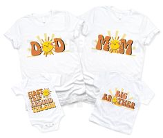 100% Cotton Shirts Customized to any saying! First Trip Around The Sun Birthday Shirt, Sun Matching Family Shirts, First Trip Birthday Outfit, Play Sunshine Birthday, Mommy and Me Shirt Cute Happy Sun Smile Face Kids Toddler Brother Sister Dad Mama Mom Daddy Shirts Matching Outfits Shirts For Party Theme White Summer Shirt For Family Reunion, White Shirt For Family Reunion In Summer, White Graphic Print Top For Family Reunion, White T-shirt With Text Print For Family Reunion, Sun Birthday, First Trip Around The Sun, Matching Family Shirts, Sunshine Birthday, Papa Shirts