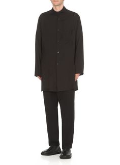 - Black Yohji Yamamoto Pour Homme cellulose overshirt for man - Collar - Long sleeves - Front buttons fastening - One chest pocket - Two side vents at hemComposition: 100% Cellulose Workwear Shirt With Stand Collar And Placket, Stand Collar Shirt With Placket For Workwear, Stand Collar Shirt With Button Closure For Work, Formal Shirt With Pockets And Relaxed Fit, Workwear Shirt With Stand Collar And Pockets, Workwear Shirt With Pockets And Stand Collar, Workwear Shirt With Pockets And Straight Hem, Work Shirt With Pockets And Straight Hem, Herno Jacket