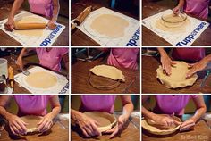 the process of making pie crusts with dough