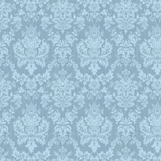 a blue and white wallpaper with floral designs