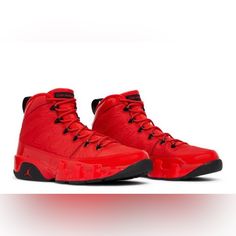 New Red Hot Chili Color Very Nice Retro9s Youth 5y Womens 6.0/6.5 Red Jordan Shoes With Abzorb Midsole, Red Jordan Sports Shoes With Abzorb Midsole, Red High-top Basketball Shoes With Abzorb Midsole, Red Leather Basketball Shoes With Laces, University Red Jordan Shoes With Rubber Sole, Red Sporty Jordan Shoes, University Red Lace-up Jordan Shoes With Rubber Sole, Red Lace-up Basketball Shoes With Rubber Sole, Red Jordan Lace-up Shoes With Boost Midsole