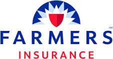 the farmers'insurance logo is shown in red, white and blue