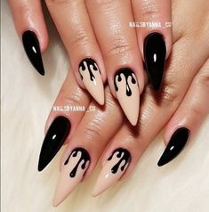 Black And Nude Nails, Ballerina Acrylic Nails, Nails Photos, Black Halloween Nails, Makeup Nails Designs, Art Designs Ideas, October Nails, Nails Gel