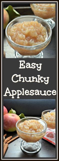 easy chunky apple sauce in a glass bowl