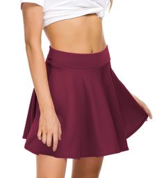 PRICES MAY VARY. Soft material, skin-friendly, lightweight and thin, comfortable fit. Smooth lines and solid color design, a simple but classical skirt, matched for any kinds of tops, trendy and pretty. This mini skirts with a soft flare, stretchy waist, fashion and feminine, suitable for any occasions: casual outings, school, office, dates and parties. A practical skirt, can be worn for custom cosplay, dancing party, or even weeding as a bridesmaid dress. Machine washable, hand wash is better. Flared Skater Skirt, Dancing Party, Mini Skater Skirt, Tops Trendy, Basic Skirt, Skirt Mini, Midi Dress Casual, Pleated Midi Skirt, Circle Skirt