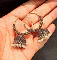 Beautiful Handmade Oxidized Earrings. Traditional look Earrings. Antique Golden-Copper Earrings. Jhumka Earrings. Material- Brass Light Weight Earrings. Oxidized Jhumka, Jaipur City, Earrings Jhumka, Oxidized Earrings, Golden Copper, Brass Light, Chandbali Earrings, Traditional Earrings, Earrings Antique