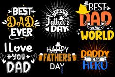 father's day typograms on black background with fireworks and stars in the sky