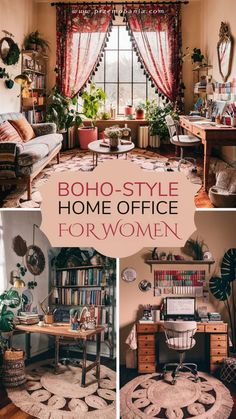 boho - style home office for women is featured in the article'boho - style home office for women '