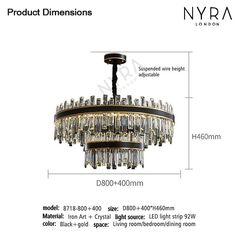 an image of a chandelier with measurements