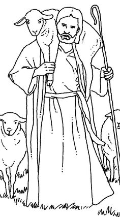 the shepherd and his sheep coloring page