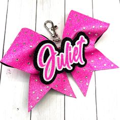 These mini cheer bows with 3D names are a perfect gift and can be used as cheer backpack bag tags, keychain, or on a lanyard.  You can customize them with individual names or team names. The bow measures 5"x5" and is decorated with rhinestones and a custom 3D name. These are adorable and a great gift idea for your team.   ----SHIPPING & PROCESSING--- ♥ Processing Time (the time it takes me to create your order) Pleas refer to my shop announcements and FAQ's for up to date processing time information. ♥ We ship packages Monday - Friday via USPS First Class mail and USPS Ground Mail for order exceeding one pound.  Upgraded shipping options are available and depend on the size of the package. Please contact me for a price.  ♥ Standard shipping takes 3-6 business days, priority shipping takes Cheer Bow Keychain, Cheer Backpack, Cheerleader Gift, Team Cheer, Bow Keychain, Cheer Gear, 3d Name