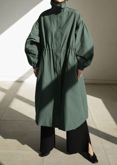 Long Green Coat, Army Look, Coat Pocket, Green Coat, Black Sleeveless