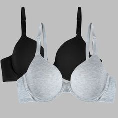 These Fruit Of The Loom Women’s T-Shirt Bras Are Light Lined For A Natural Look And Include An Underwire For Extra Support. Feel Comfortable And Look Great In These T-Shirt Bras. Hook And Eye Closures In The Back And Adjustable Straps So You Can Make It Fit To Your Body Type. 95% Cotton, 5% Spandex New Without Tags: Includes Heather Grey And Black Bras Cared For In A Smoke-Free, Pet-Friendly Home Tags: Comfortable, Soft, Intimates, Bra Intimates Bra, Black Bras, Bra Pack, Vacation Bag, Cute Bras, Bra Brands, Cotton Bras, Comfortable Bras, Black Bra