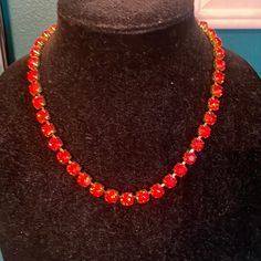 Red And Orange Hue Rhinestone Necklace. Similar To Dylanlex. 17 Inch With 4 In Extension Chain. Red Rhinestone Party Necklaces, Red Sparkly Jewelry For Formal Occasions, Elegant Red Rhinestone Necklace For Formal Occasions, Elegant Red Rhinestone Necklace For Formal Events, Red Rhinestone Necklace For Gift, Red Crystal Rhinestone Jewelry, Red Crystal Jewelry With Rhinestones, Red Jeweled Crystal Necklace, Red Necklace With Sparkling Round Stones