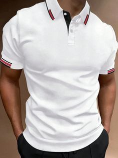 Men's Polo Shirt Golf Shirt Casual Sports Lapel Classic Short Sleeve Fashion Basic Patchwork Button Summer Regular Fit White Pink Red Navy Blue Green Polo Shirt 2024 - $20.99 White Buttoned Polo Shirt For Summer, White Button Closure Polo Shirt For Summer, White Casual Polo Shirt With Buttons, Casual White Polo Shirt With Buttons, Sporty Collared Summer Shirt, Red Collared Solid Color Shirt, Red Solid Color Collared Shirt, Green Polo Shirt, Sporty Polo Collar T-shirt For Golf