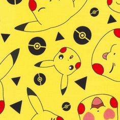 a yellow background with black, red and white cartoon animals on it's sides