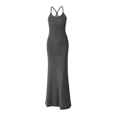 Features: Expertly crafted with bright silk fabric, this backless maxi dress is the epitome of elegance. The spaghetti straps and sleeveless design create a bodycon fit, while the long fishtail silhouette adds a touch of sophistication. Perfect for any occasion, this dress exudes effortless style and confidence. Fitted Gray Long Maxi Dress, Stretch Solid Color V-neck Maxi Dress, Fitted Gray V-neck Maxi Dress, Backless Maxi Dress, Grey Maxi Dress, Maxi Dress Sale, Backless Maxi Dresses, Silk Fabric, Effortless Style