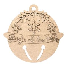 an ornament with snowflakes on it that says, jingle all the way