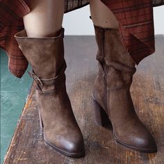 Beautiful Leather In A Handcrafted Antiqued Finish Creates A Well-Worn Silhouette Full Of Character In This Unique Mid-Calf Boot. Create A Sleek Look By Securing The Snap Closure And Adjusting The Buckle. A Covered 3.25 Inch Block Heel Aids In The Comfort That A Padded Insole Offers With Will Ton By Diba True. Style # 69703 Boho Heels, Red Leather Boots, Burgundy Heels, Zipper Heels, High Heel Boots Knee, Faux Leather Boots, Black Boots Tall, Suede Boots Knee High, Black Ankle Booties