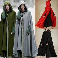 Introducing Our Versatile And Stylish I Have 1 Red Cloak With Black Knit Fingerless Gloves. Please Message Me With What Color You Want To Purchase. Hooded Cloak Robe Cape, Perfect For Any Medieval & Gothic Themed Occasion. Available In Xl Size And Black, Green Or Red Colors, This Unisex Costume Is Made Of High-Quality Polyester Blend Material Ensuring Durability And Warmth. Featuring Hand Openings, Hooded Design, Well-Made Stitching, Covered Button Closure, And Thick Fabric, This Cloak Will Keep Medieval Outerwear For Winter Cosplay, Fitted Cape For Cosplay, Fitted Cosplay Cape, Medieval Black Costume For Winter, Medieval Long Sleeve Winter Outerwear, Medieval Costume Outerwear For Winter, Hooded Outerwear For Fall Costume Party, Hooded Medieval Outerwear For Halloween, Long Sleeve Costumes For Winter Costume Party