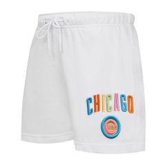 Bring brightness to your Chicago Cubs apparel with these Washed Neon shorts from Pro Standard. They feature soft Chicago Cubs graphics in vibrant pastel colors that pop off the clean design. The cotton fabric creates a casual feel that's perfect for lounging. Heat-sealed embroidered fabric applique with raised details Machine wash, tumble dry low Officially licensed One back pocket Brand: Pro Standard Inseam on size S measures approx. 3.5" Heat-sealed applique with felt details Imported Elastic White Cotton Athleisure Pajama Shorts, Sporty White Pajama Shorts For Summer, White Sporty Pajama Shorts For Summer, Trendy White Athletic Shorts For Spring, White Summer Cotton Athletic Shorts, White Athleisure Pajama Shorts For Spring, Chicago Cubs Outfit, Neon Shorts, Chicago Cubs