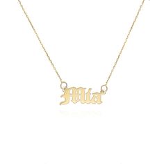 14k Gold Old English Style Name Necklace-2 English Style, Yellow Gold Chain, Old English, Gorgeous Jewelry, Name Necklace, Signature Style, Chain Styles, Gold Chains, Gifts For Family