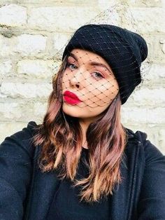 Handmade Knitted Warm Beaded Crystal Hat With Birdcage Veil All Colors | eBay Veil Hat, Cool Beanies, Modern Hat, Merry Widow, Princess Hat, Veiled Hats, Glamour Vintage, Birdcage Veil, Black Beanie