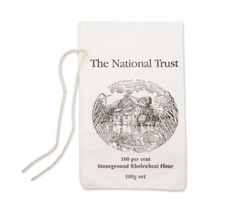 the national trust drawsack bag with an image of a house and trees on it