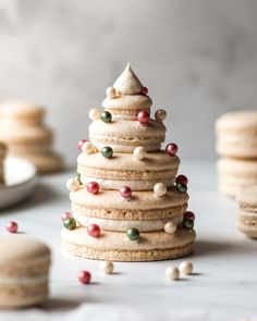 a small christmas tree made out of cookies