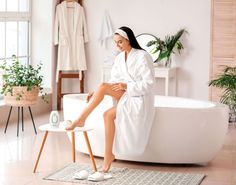 Coffee Bathroom, Bathroom Stock, Woman Drinking Coffee, Functional Bathroom, Ipl Laser Hair Removal, Bath Robes For Women, Ipl Laser, Skin Clinic, Drinking Coffee