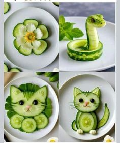 cucumber art made to look like a cat