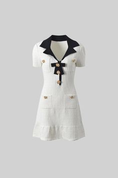 Short Sleeve Embellished Mini Dress - White Mean Blvd Dress, Chanel Mini Dress, Chanel Tweed Dress, Future Clothing, Senior Homecoming, Tweed Mini Dress, Embellished Mini Dress, Chanel Dress, Future Clothes