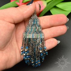 Derjaya Silver Blue Dangle Beadwoven Fringes Earrings With - Etsy Earring Inspired, Beaded Ideas, Earthy Earrings, Beaded Earrings Native, Beading Jewelery, Handmade Earrings Beaded, Beaded Earrings Patterns, Jewelry Design Earrings, Bead Work Jewelry