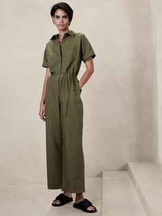 Tie-Waist Jumpsuit | Banana Republic Factory Capsule Wardrobe Dresses, 2024 List, Blazer Outfits For Women, Tie Waist Jumpsuit, Clothing Factory, Leg Cuffs, Banana Republic Factory, Blazer Outfits, Long Shorts