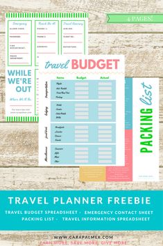 travel planner printable with the text travel planner freebiet on it and an image of