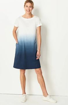 Pure Jill Dip-Dyed A-Line Dress | JJill Catalog Online, Ombre Effect, Dip Dye, Flat Color, A Line Dress, Casual Dress, A Line, Dye, Fashion Outfits