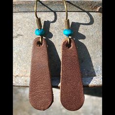 Coconut Brown Is Classic Color Paired With Turquoise Gives A Relaxed Southwestern Feel Take A Look At Other Styles In My Closet. Get A Pair For Your Favorite Friend Or Family! Handmade By Me With Real Genuine Furniture Grade Leather, In The Foothills Of Nc. This Is A Boutique Favorite .Cuff Bracelet Options That Match These Earrings. Bundles And Offers Accepted Suede Earrings, Hippie Cowgirl, Favorite Friend, Color Pairing, Leather Earrings, Leather Jewelry, Clay Jewelry, Jewelry Ideas, Leather Handmade