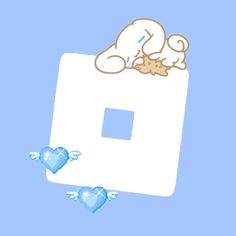 a white light switch with a teddy bear laying on it's side next to two blue hearts