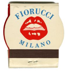 a close up of a red and white sign with the words fioruccii miano on it