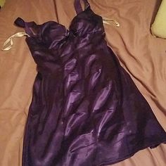 Oh My My, Oh Hell Yes! Form Fitting Purple Satin Sheen, Very Soft, Little Bra Pads So You Don't Need A Bra. Nwt Fitted Purple Dress With Lined Bodice, Purple Mini Dress With Fitted Bodice For Party, Satin Lined Mini Dress For Party, Purple Party Mini Dress With Fitted Bodice, Purple Dress With Lined Bodice For Party, Purple Party Dress With Lined Bodice, Purple Mini Dress For Wedding Party Season, Purple Mini Dress For Wedding Party, Purple Mini Dress With Sweetheart Neckline For Party