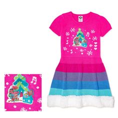 Nwt Trolls Sweater Christmas Dress Size L 10-12 Pink Short Sleeve Winter Dresses, Pink Playful Winter Dress, Playful Pink Winter Dress, Winter Playful Blue Dress, Playful Blue Winter Dress, Playful Blue Dress For Winter, Sweater Christmas, Christmas Dress, Kids' Dresses